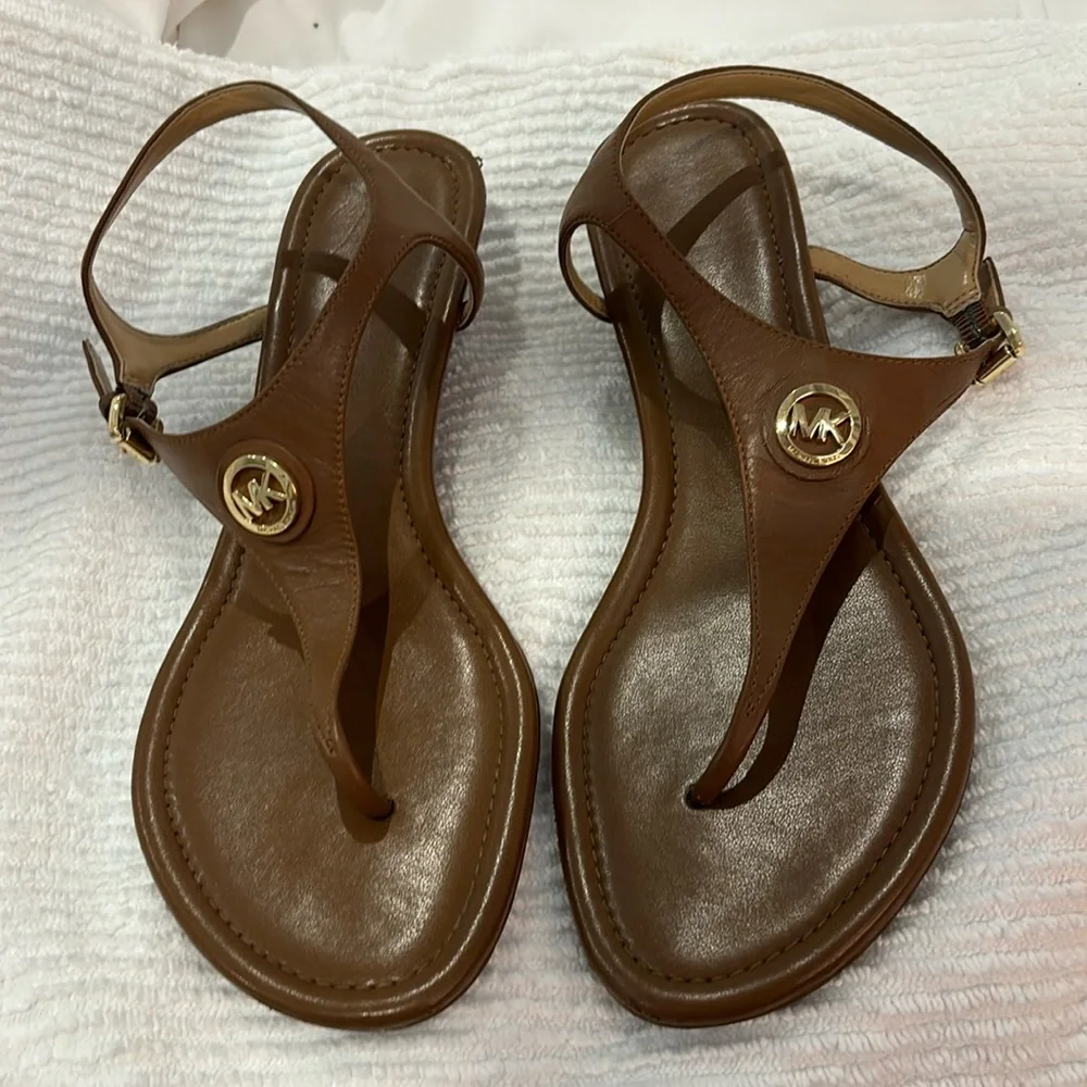 Brand new Michael Kors, wedge sandals, light brown/luggage - Picture 1 of 8